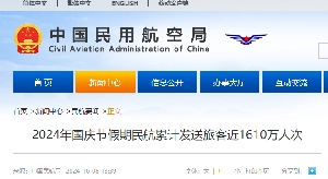 2024年国庆节假期民航累计发送旅客近1610万人次